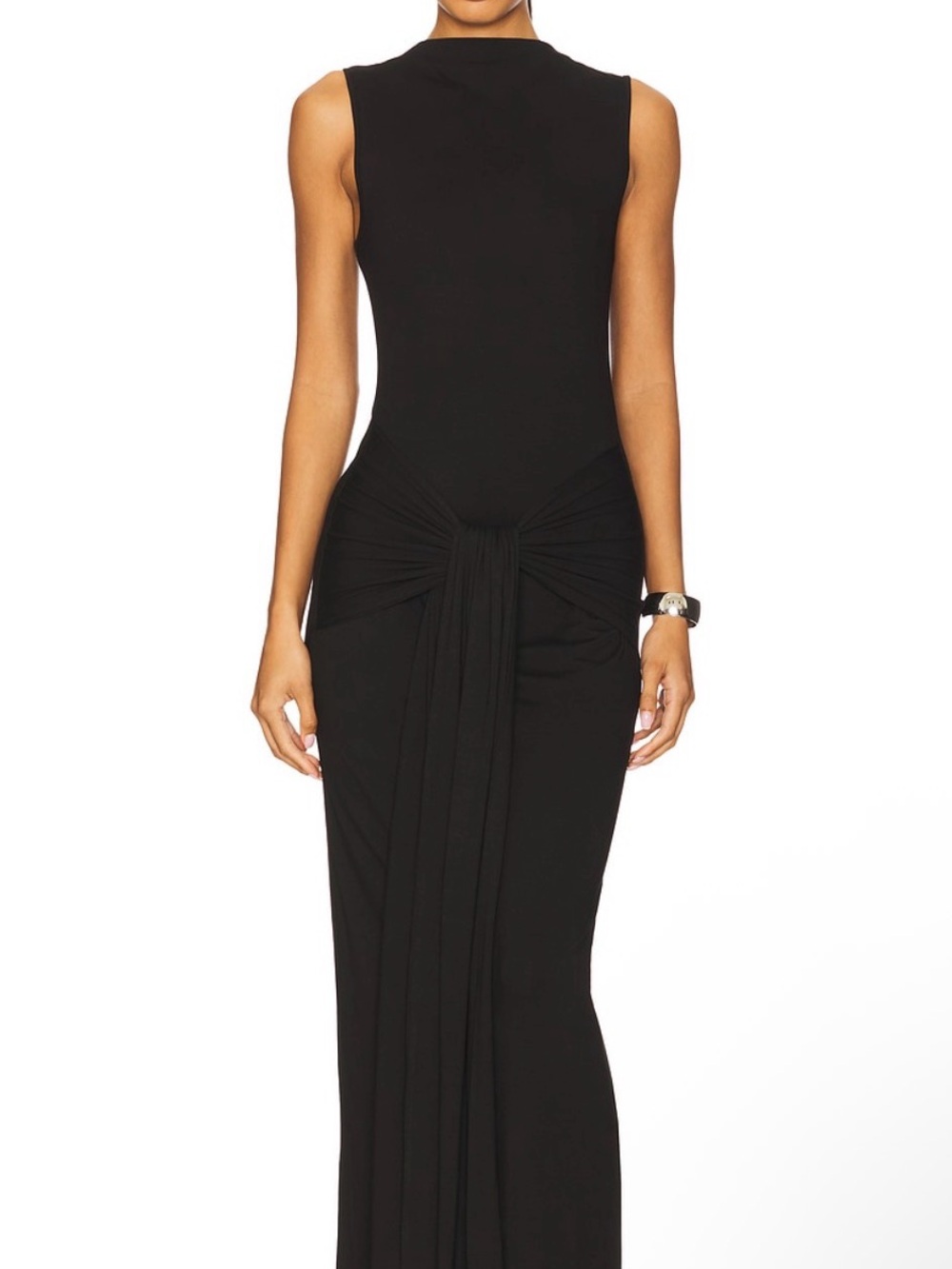 superdown Black Sleeveless Knot-Front Maxi Dress